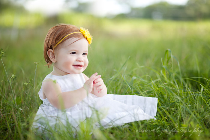 baby in a white dress . one-year-old photographer ~ westborough, ma