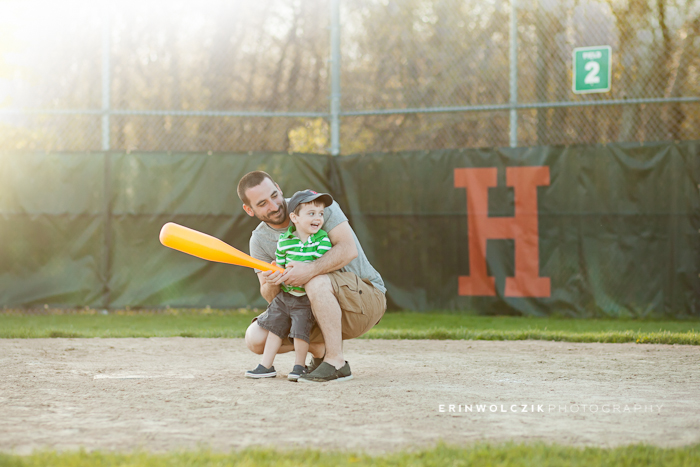father and son . family baseball photo session ~ holliston, ma