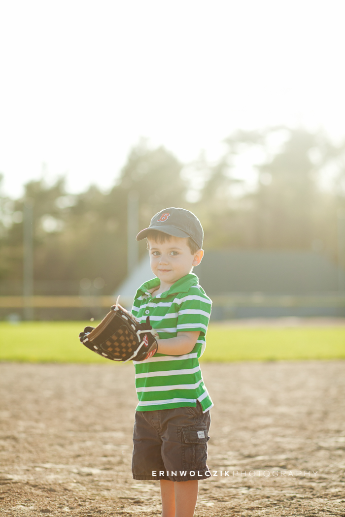 little boy playing baseball . family photographer ~ holliston, ma