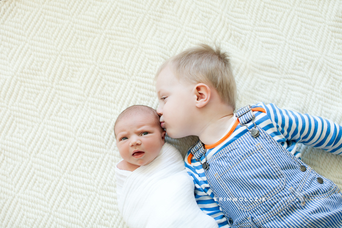 newborn baby girl with big brother ~ Grafton, MA newborn photography